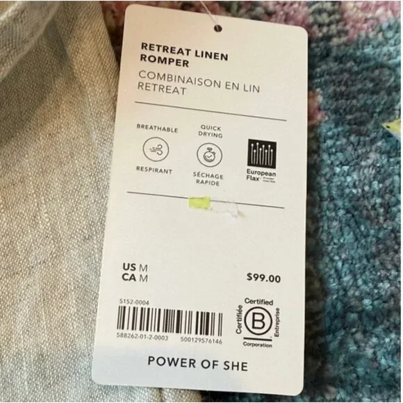 NWT Athleta Retreat Cream Linen Jumpsuit Romper Size Medium - Picture 6 of 11